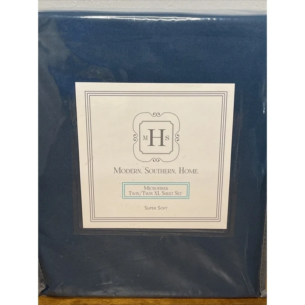 Modern Southern Home Sheet Set Twin/ Twin XL Blue Microfiber Set 2 Pillowcases